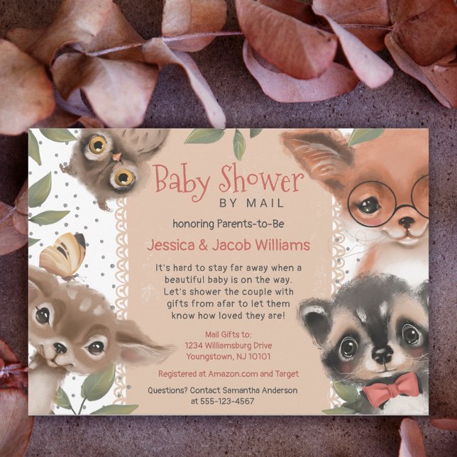 Cute Woodland Animals Baby Shower By Mail Invitation (Creator Uploaded)