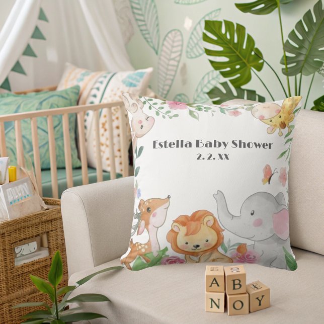 Cute Woodland Animals Baby Shower  Cushion (Creator Uploaded)