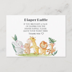 Cute Woodland Animals Baby Shower Diaper Raffle Enclosure Card