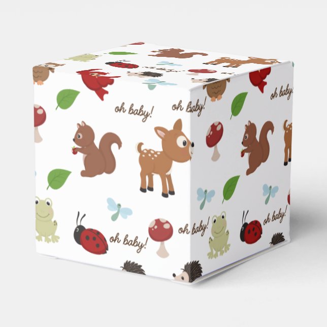 Cute Woodland Animals Baby Shower  Favour Box (Back Side)