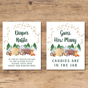 Cute Woodland Animals Baby Shower Games Poster Set