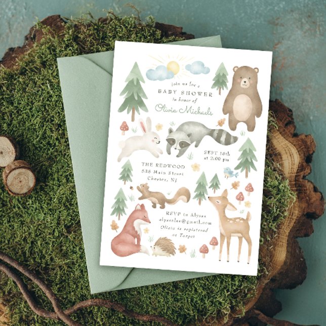 Cute Woodland Animals Baby Shower Invitation (Creator Uploaded)
