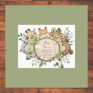 Cute Woodland Animals Baby Shower Invitation  Postcard