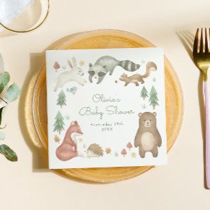 Cute Woodland Animals Baby Shower Napkin