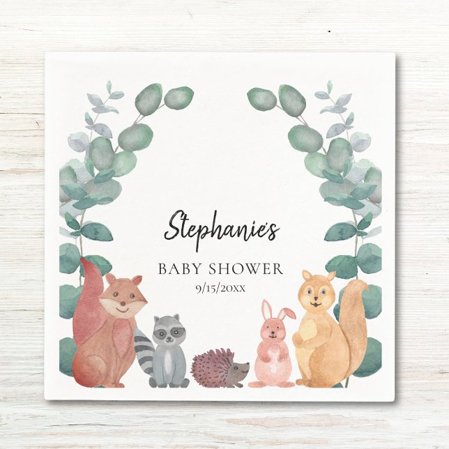 Cute Woodland Animals Baby Shower Napkin (Creator Uploaded)