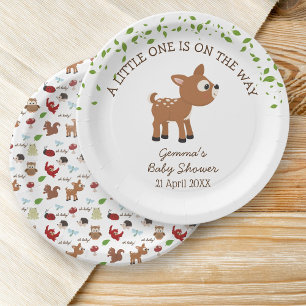 Cute Woodland Animals Baby Shower Paper Plate