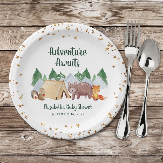 Cute Woodland Animals Baby Shower Paper Plate (Creator Uploaded)