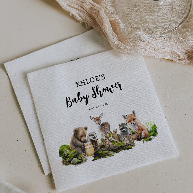 Cute Woodland Animals Baby Shower Party Napkin (Creator Uploaded)