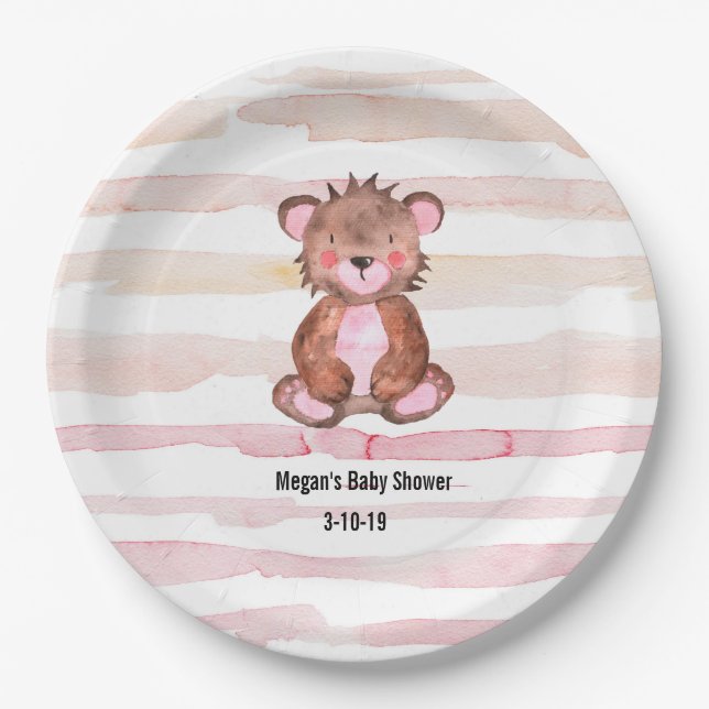 Cute Woodland Animals Baby Shower Party Plates (Front)