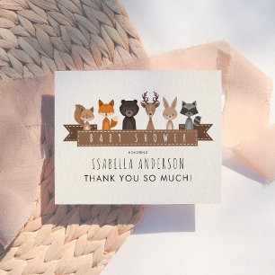 Cute Woodland Animals Baby Shower Thank You Postcard