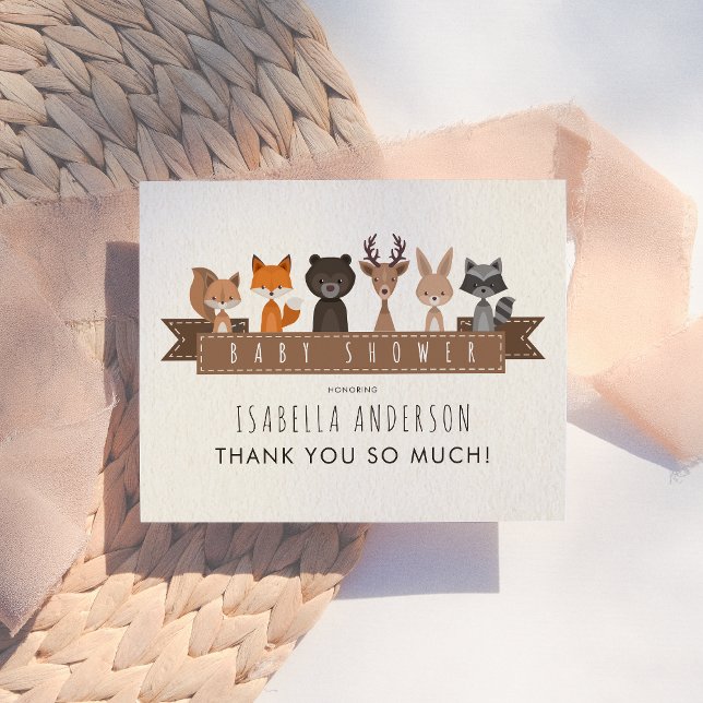 Cute Woodland Animals Baby Shower | Thank You Postcard (Creator Uploaded)