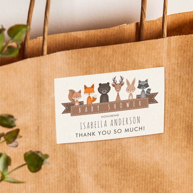 Cute Woodland Animals Baby Shower | Thank You Rectangular Sticker (Rectangular Sticker Mock-up)