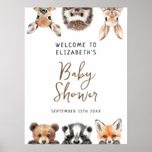 Cute Woodland Animals Baby Shower Welcome Sign