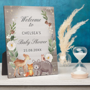 Cute Woodland Animals Baby Shower Welcome Sign Plaque