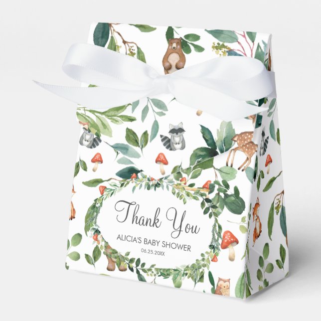 Cute Woodland Animals Baby Shower Woods Thank You Favour Box (Front Side)