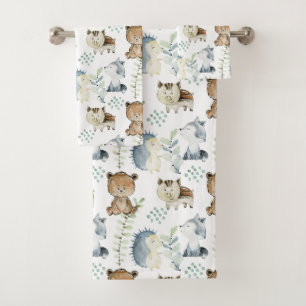 Cute Woodland Animals Bath Towel Set