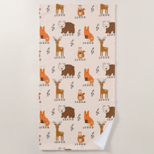 Cute Woodland Animals Beach Towel