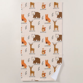 Cute Woodland Animals Beach Towel