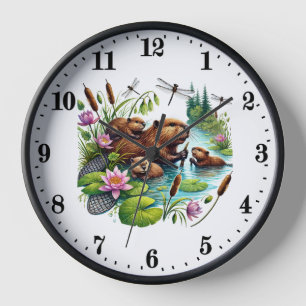Cute woodland animals beaver lovers clock