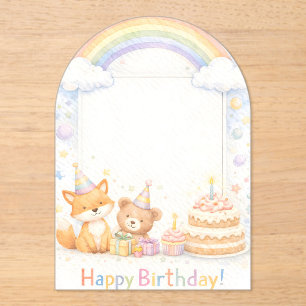 Cute Woodland Animals Birthday Acrylic Invitation