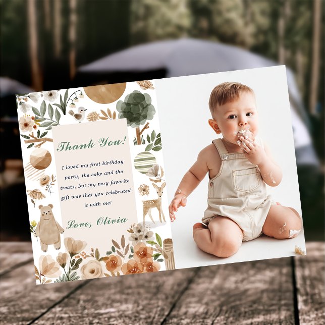 Cute Woodland Animals Birthday Thank You Card (Creator Uploaded)