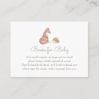Cute Woodland Animals Books for Baby Shower Enclosure Card