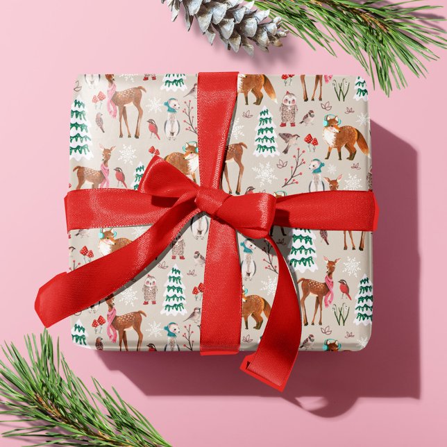Cute Woodland Animals Christmas Holiday Wrapping Paper (Cute Woodland Animals Christmas Holiday Wrapping Paper)