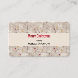 Cute Woodland Animals Christmas Pattern Business Card