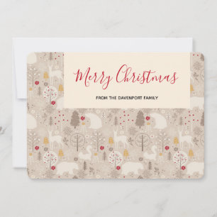 Cute Woodland Animals Christmas Pattern Holiday Card