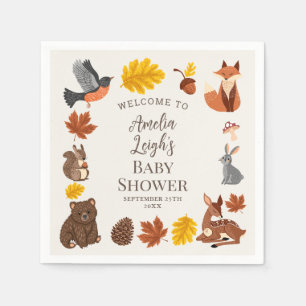 Cute Woodland Animals Fall Autumn Baby Shower  Napkin