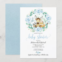 Cute Woodland Animals Floral Greenery Baby Shower