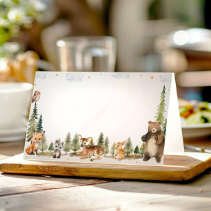 Cute Woodland Animals Food Tent Place Card