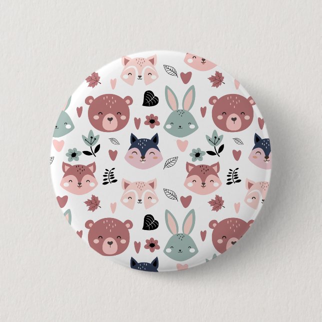 Cute Woodland Animals Forest Friends Nursery 6 Cm Round Badge (Front)