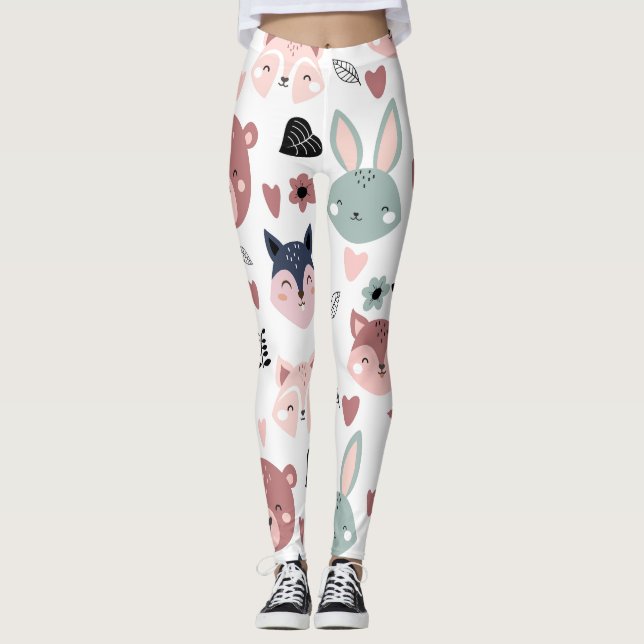 Cute Woodland Animals Forest Friends Nursery Leggings (Front)