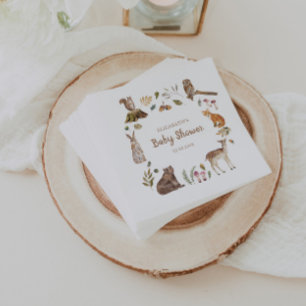 Cute Woodland Animals Gender Neutral Baby Shower Napkin