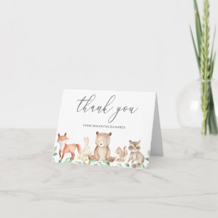 Cute Woodland Animals Gender Neutral Baby Shower Thank You Card