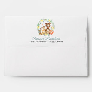 Cute Woodland Animals Greenery Baby Shower Envelope