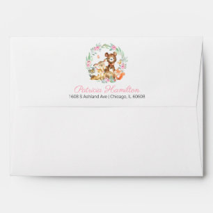 Cute Woodland Animals Greenery Baby Shower Envelope
