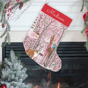 Cute Woodland Animals Holiday Christmas Small Christmas Stocking
