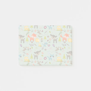 Cute Woodland Animals Illustrated Pattern Post-it Notes
