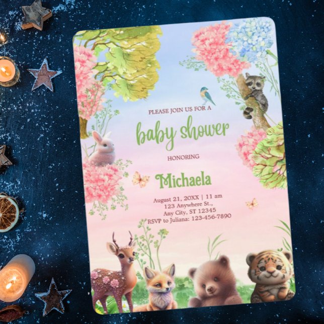 Cute Woodland Animals Jungle Safari Baby Shower  Invitation (Creator Uploaded)