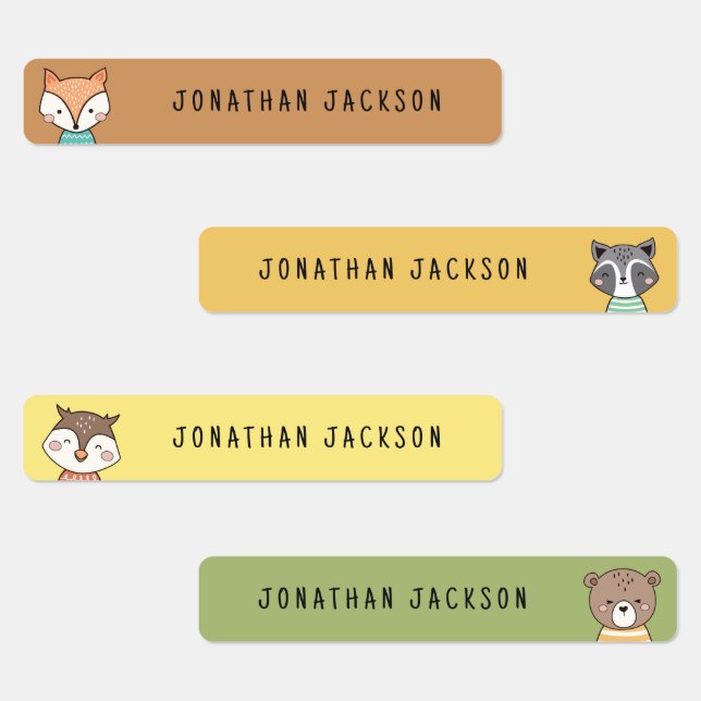 Cute woodland animals kids name (Group)