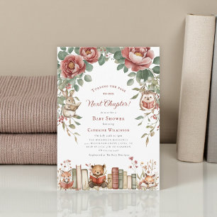 Cute woodland Animals Next Chapter Baby Shower  Invitation