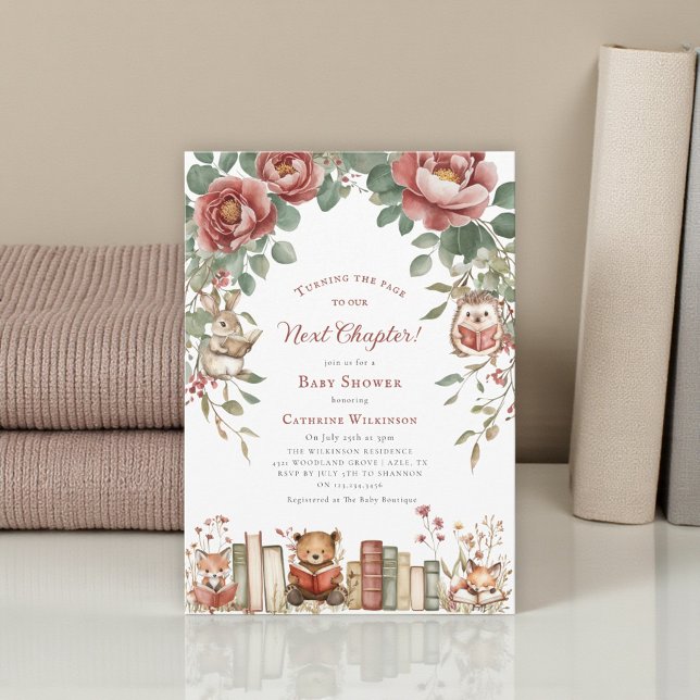 Cute woodland Animals Next Chapter Baby Shower  Invitation (Creator Uploaded)