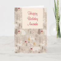 Cute Woodland Animals Nordic Pattern Birthday