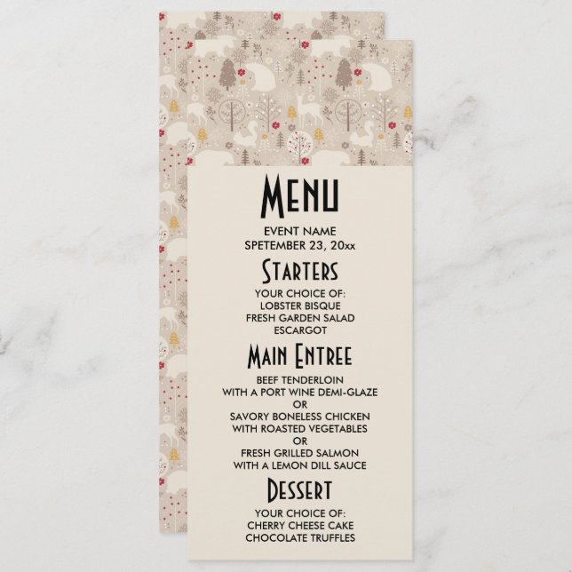 Cute Woodland Animals Nordic Pattern Christmas Invitation (Front/Back)