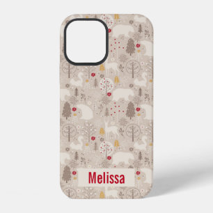 Cute Woodland Animals Nordic Pattern iPhone 12 Case