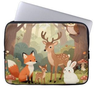 Cute Woodland Animals Nursery Scene Laptop Sleeve