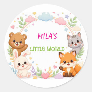 Cute Woodland Animals Nursery Wall Art – Bear Classic Round Sticker