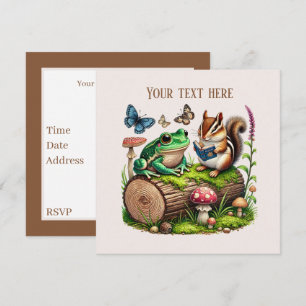 Cute woodland animals party invitation